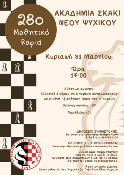 28&omicron; &Mu;&Alpha;&Theta;&Eta;&Tau;&Iota;&Kappa;&Omicron; RAPID &ndash; &Alpha;&Kappa;&Alpha;&Delta;&Eta;&Mu;&Iota;&Alpha; &Sigma;&Kappa;&Alpha;&Kappa;&Iota;  &Nu;&Epsilon;&Omicron;&Upsilon;  &Psi;&Upsilon;&Chi;&Iota;&Kappa;&Omicron;&Upsilon; (&Kappa;&Upsilon;&Rho;&Iota;&Alpha;&Kappa;&Eta; 31/3, 17:00)