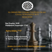 10&omicron; GRAND PRIX &Pi;&Alpha;&Iota;&Delta;&Iota;&Kappa;&Omicron; &Tau;&Omicron;&Upsilon;&Rho;&Nu;&Omicron;&Upsilon;&Alpha; &Sigma;&Kappa;&Alpha;&Kappa;&Iota; &Epsilon;.&Sigma;.&Pi;. '&Omicron;&Iota; &Mu;&Alpha;&Chi;&Eta;&Tau;&Epsilon;&Sigma;&rsquo; (5/7) &Sigma;&Alpha;&Beta;&Beta;&Alpha;&Tau;&Omicron; 18/5, 18:00