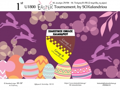 1st U1800 Easter Tournament by SOXalandriou &sigma;&epsilon; 2 &omicron;&mu;ί&lambda;&omicron;&upsilon;&sigmaf;